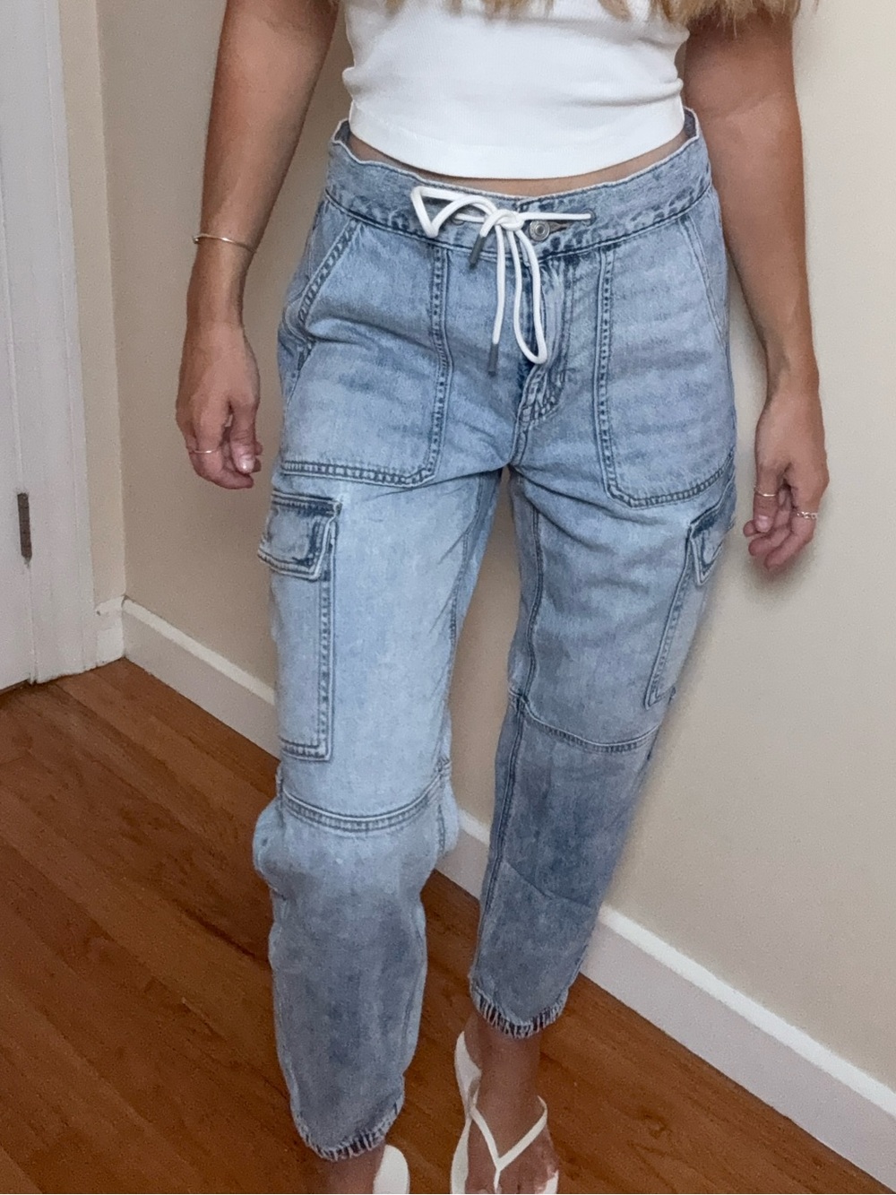American Eagle Outfitters Light Blue Cargo Boyfriend Jeans